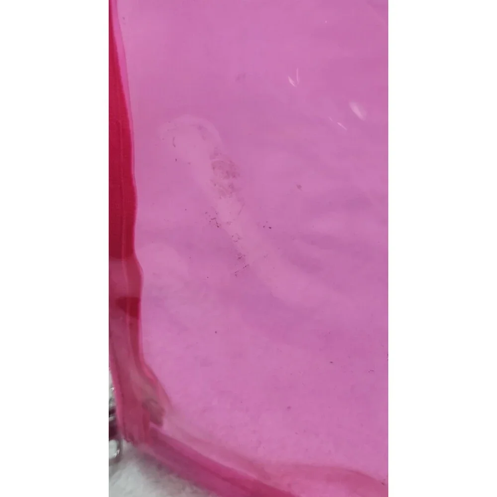 ​Clear Pink Transparent Plastic Travel Cosmetic Makeup Bag Zipper Pouch Organize